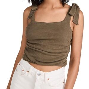 NWOT Free People Boulevard Ruched Tie Strap Tank Top in Oregano